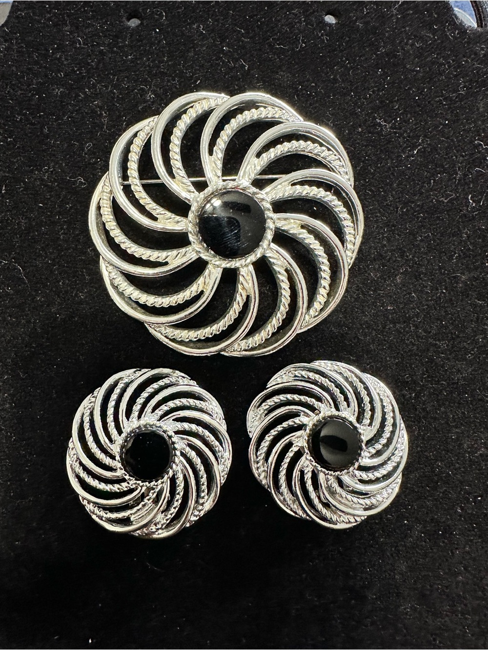 Sarah Coventry Vintage MYSTIC SWIRL Brooch and Clip On Earring Set #4
